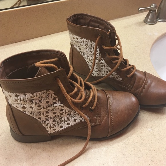 Brown lace boots