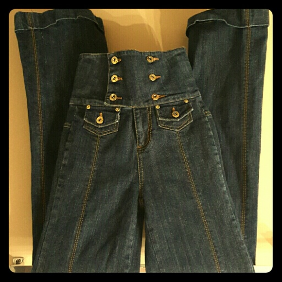High waisted bell bottom jeans