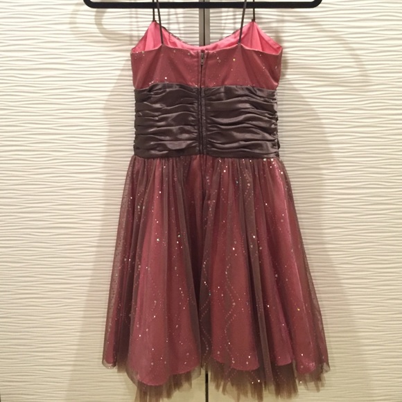 Pink/Brown Short Formal Dress - Picture 3 of 4