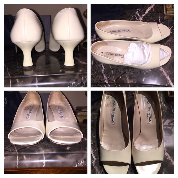 Via Spiga peep toe heels, buff, EXCELLENT - Picture 3 of 4