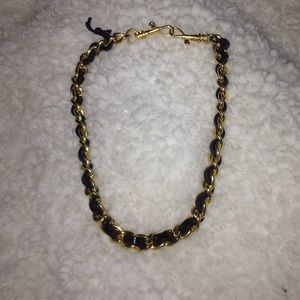 gold and leather chain necklace