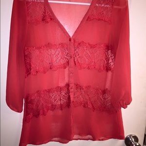 Daytrip- Red chiffon top