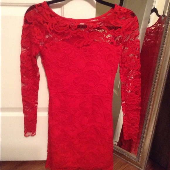 Lace red mini dress H&M size 4