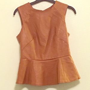 Faux leather peplum top