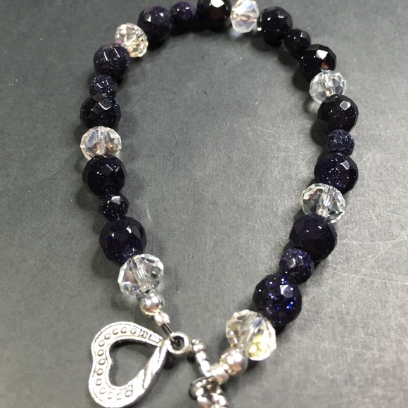 CH37 Blue Sandstone & Austrian crystals set - Picture 3 of 4