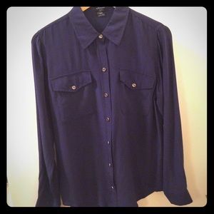 Club Monaco Silk Button Down Blouse