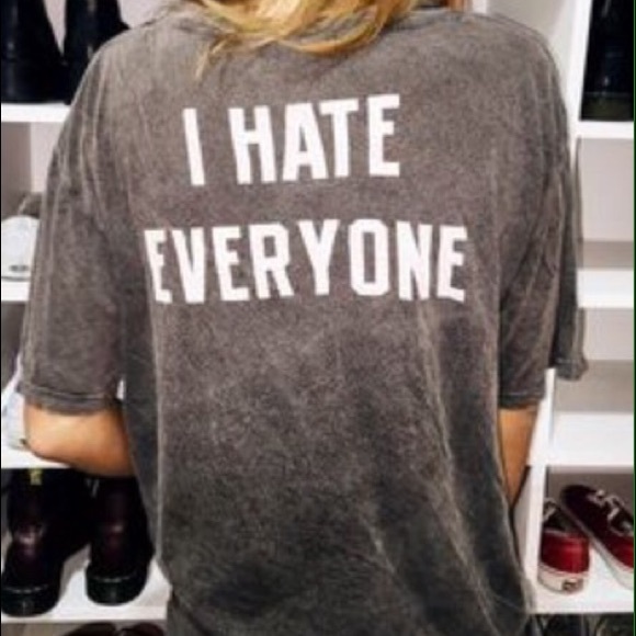 Brandy Melville Tops - SOLD Grey speckled I Hate Everyone long tee