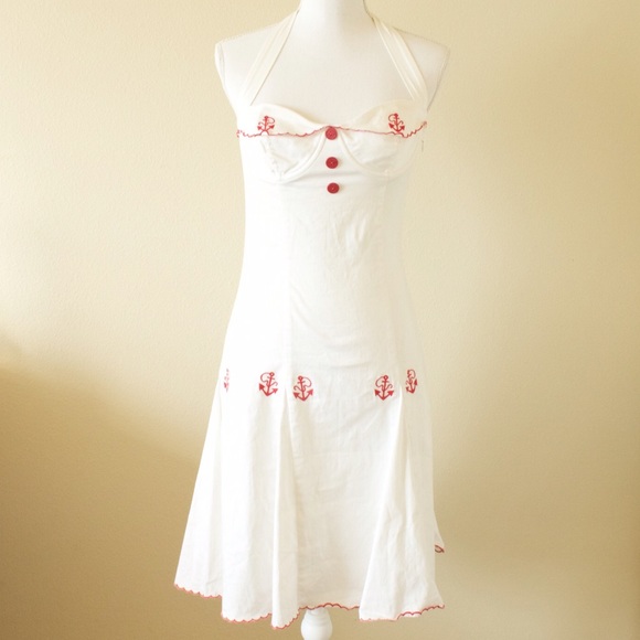 Betsy Johnson white and red anchor sundress