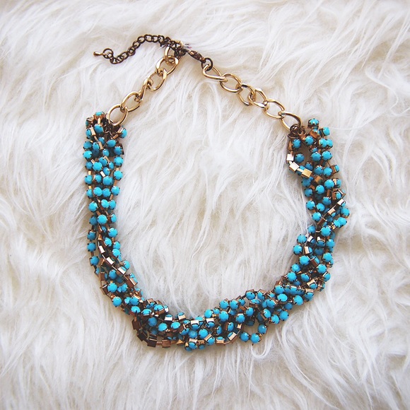 Handmade boho faux turquoise necklace