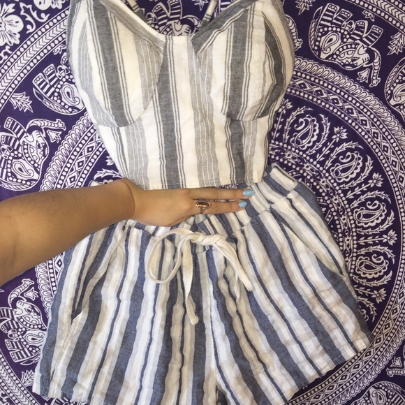Pinstripe two piece set (shorts and bustier)