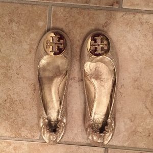 Tory butch gold Reva flats