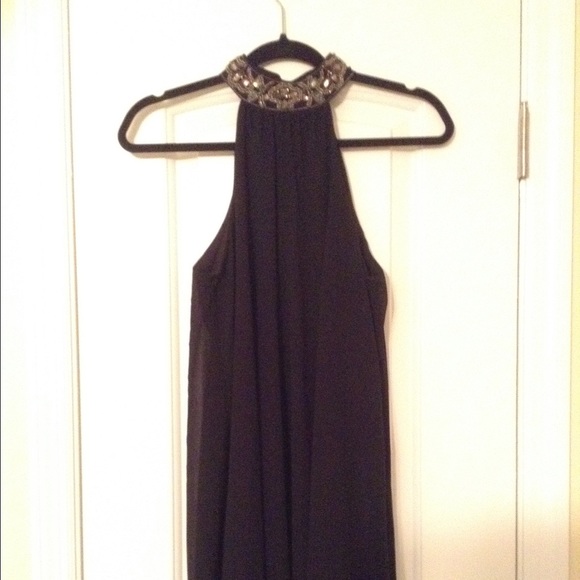 Black mock neck babydoll dress