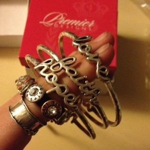 Faith, Hope, love set of premier jewelry bracelets