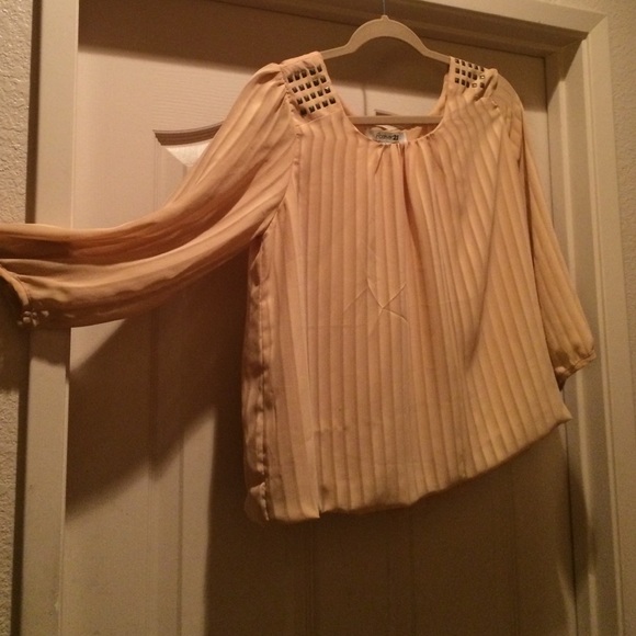Striped tan bubble studded top - Picture 1 of 3