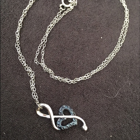 Blue diamond sterling silver necklace