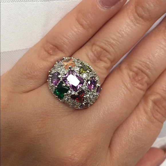 Multicolor AAA CZ dome ring - Picture 2 of 3