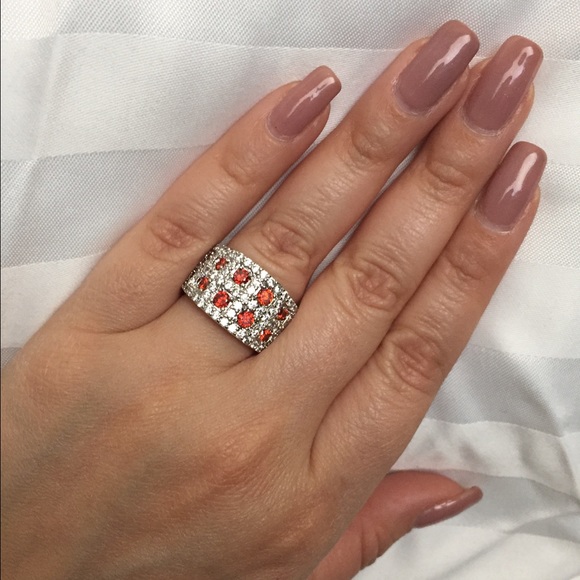 Bright red and white CZ ring