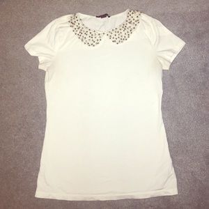collard short sleeve white top