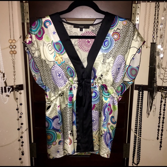Single Silk Drawstring Empire Waist Top