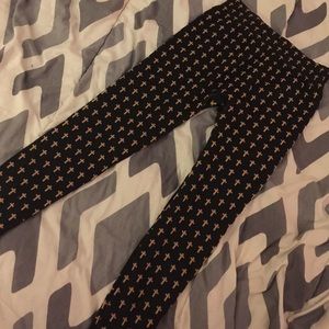 Black &a gold cross leggings