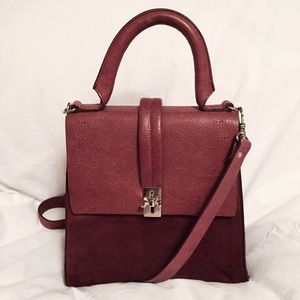 Carven Burgundy Suede Handbag
