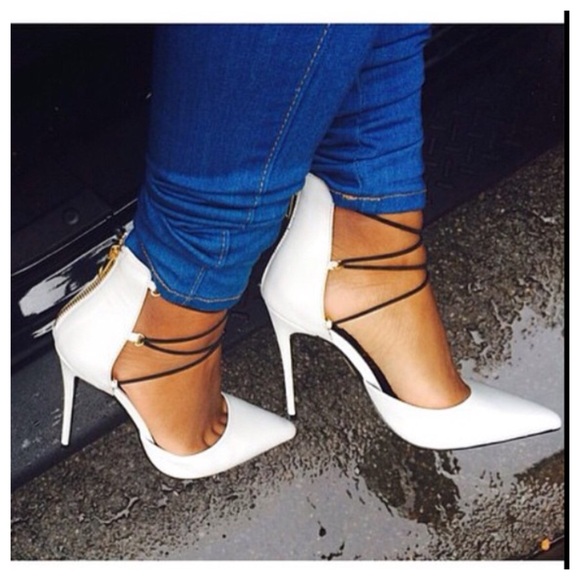 White strapped pumps