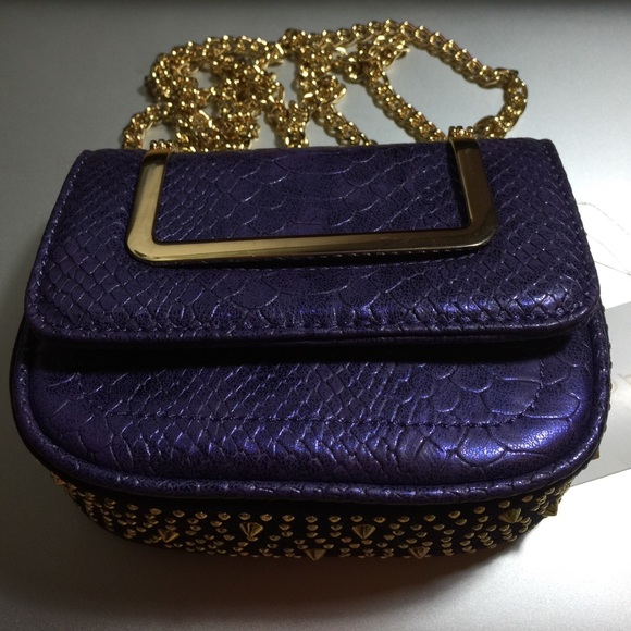 Cache Purple Gold Studded Crossbody Bag