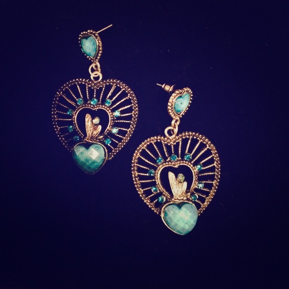 Blue Heart Earrings