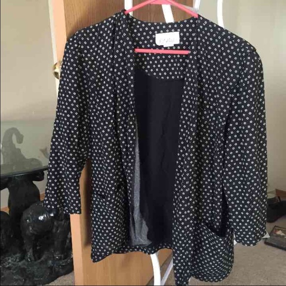 Black square printed cardigan/blazer