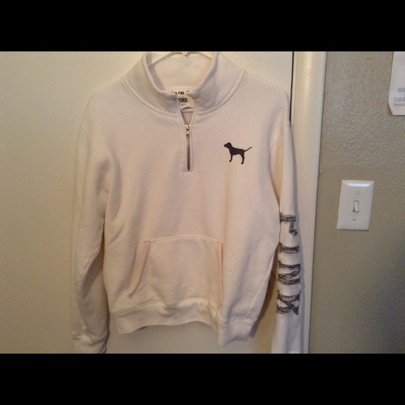 PINK white half zip
