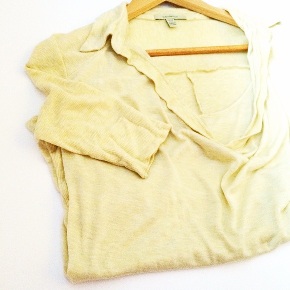Anthropologie Light Yellow Draped Neckline