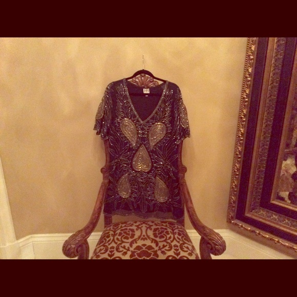 Haute Hippie Beaded silk chiffon dress size L