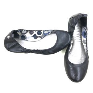 Black leather Coach flats excellent condition