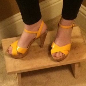 Yellow Reptile Leather Platform Sandal