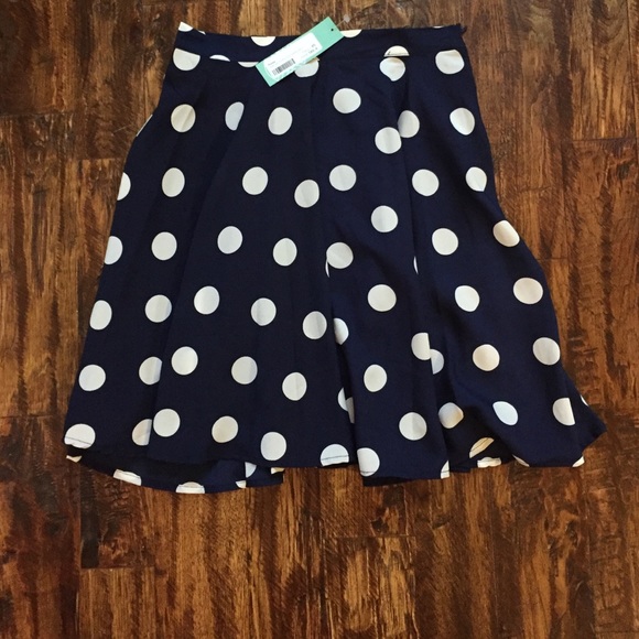 NWT Navy Polka Dot Swing Skirt