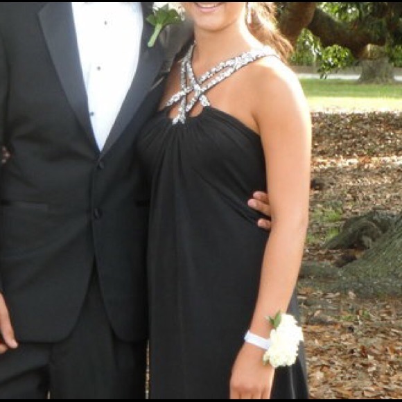 Black Halter La Femme Prom dress