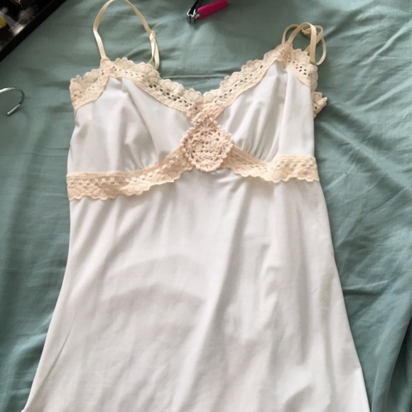 White and cream lingerie tank top