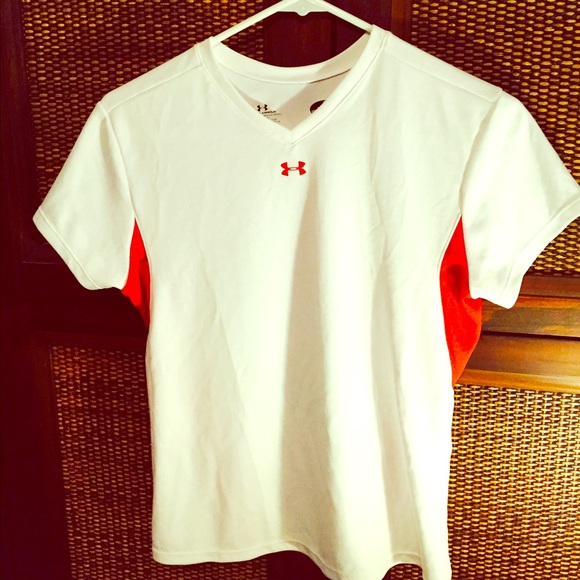 Xs women's under armour short sleeve red/ white