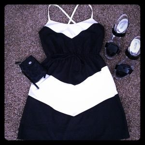 Black and cream chevron dress