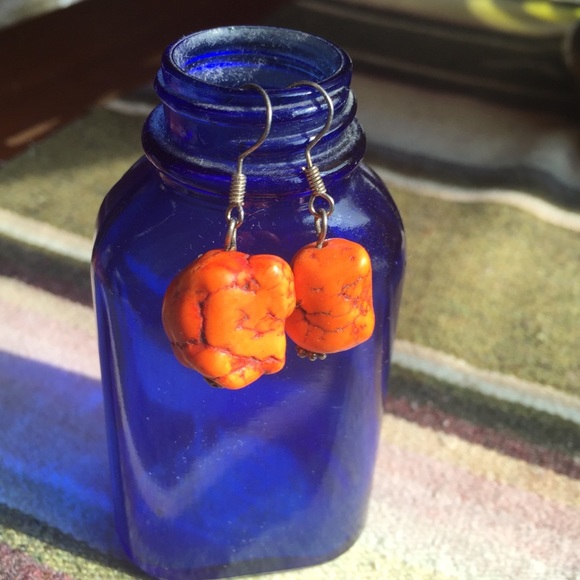 Orange stone earrings