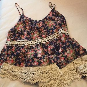 Floral peasent dress with lace