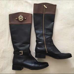 Michael Kors Two-Tone Leather Riding Boots