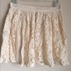 Cream Lace Skater Skirt