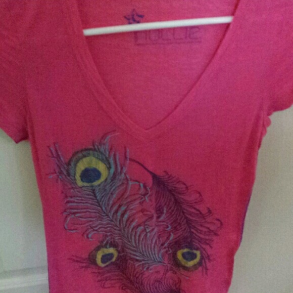 Nollie brand hot pink feather top size M NEW - Picture 1 of 3