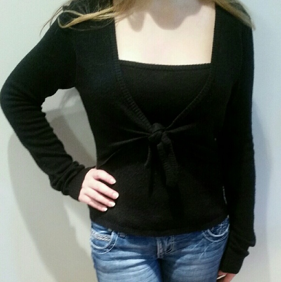 Adorable tie front sweater!