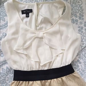 Medium BCX cream and gold cocktail dress.