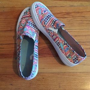 Bright tribal print pattern shoes