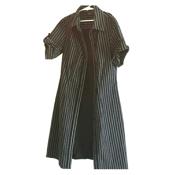 Black Striped Shirt Dress - Picture 1 of 3