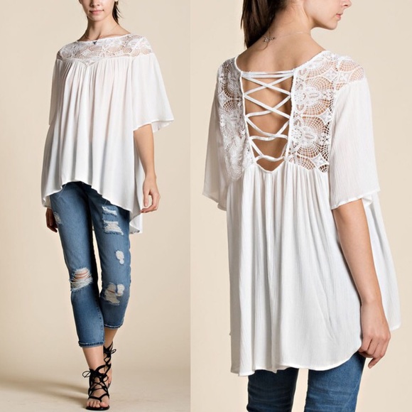 🆕ALESIA embroidered Hi Lo top - IVORY - Picture 4 of 4