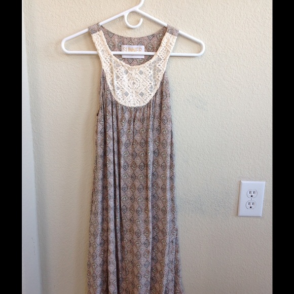 Anthropologie crochet and silk trapeze dress